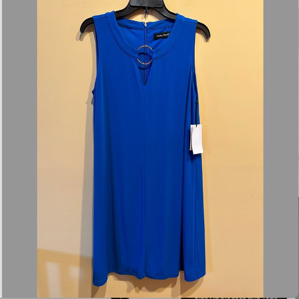 Ivanka Trump Sleeveless Gold Ring Trapeze Dress Mykonos Style Medium NEW
